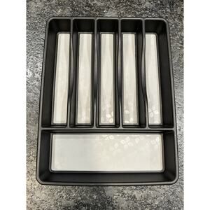 Rubbermaid No-Slip Large Silverware Drawer Tray Organizer Black with Gray 15x12